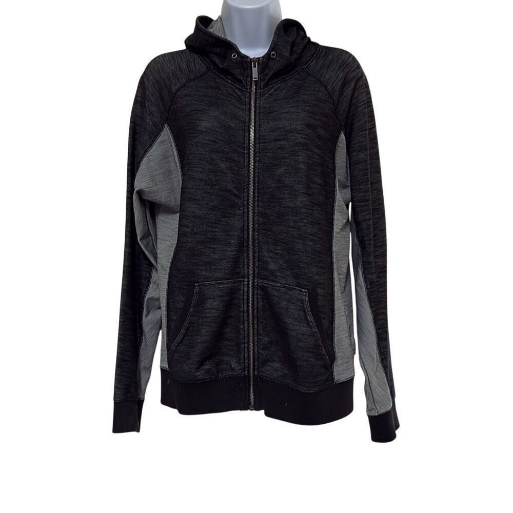 Calvin Klein Jeans Large Black‎ Gray Hoodie Full Zip Kangaroo Pocket Jacket